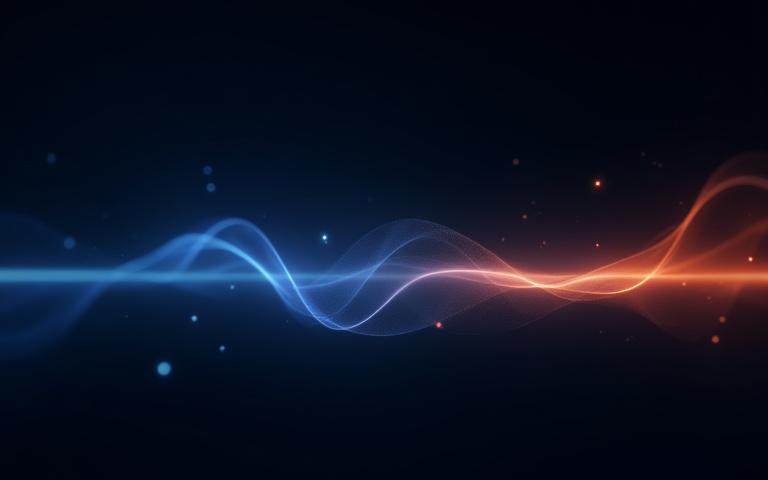 Abstrakte dynamische Audio-Wellenform, die die Energie digitaler Musik repräsentiert.